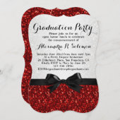 Invitation Parties scintillant rouge-look Bow Graduation Part (Devant / Derrière)