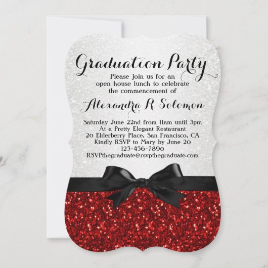 Invitation Parties scintillant rouge-look Bow Graduation Part (Devant)
