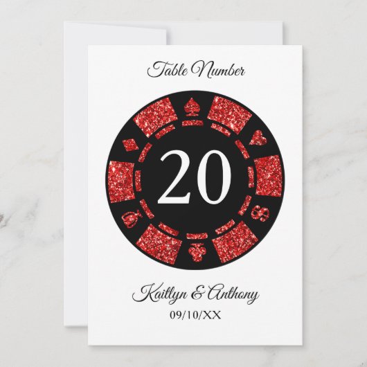 Invitation Parties scintillant rouge Monogram Poker Chip Casi (Devant)
