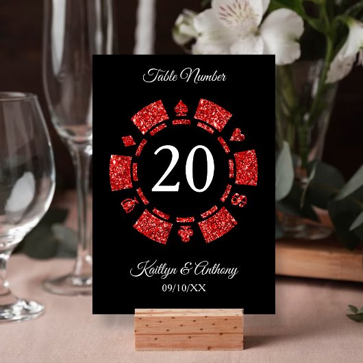 Invitation Parties scintillant rouge Monogram Poker Chip Casi