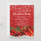 Invitation Parties scintillant Rouge Noël Soirée de Noël (Devant)