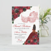 Invitation Parties scintillant Rouge Noir Or Sweet 16 Masquer (Debout devant)