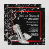 Invitation Parties scintillant rouge noir talons hauts femmes (Devant / Derrière)