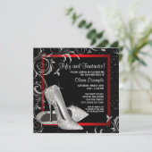 Invitation Parties scintillant rouge noir talons hauts femmes (Debout devant)