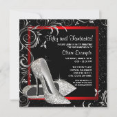 Invitation Parties scintillant rouge noir talons hauts femmes (Devant)