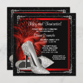 Invitation Parties scintillant rouge noir talons hauts femmes (Devant / Derrière)