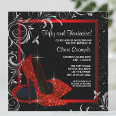 Invitation Parties scintillant rouge noir talons hauts femmes