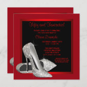 Invitation Parties scintillant rouge noir talons hauts femmes (Devant / Derrière)