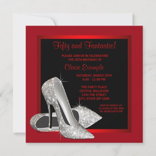 Invitation Parties scintillant rouge noir talons hauts femmes (Devant)