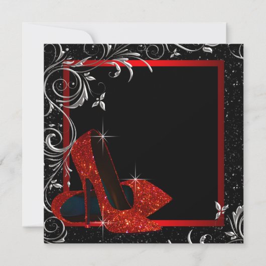 Invitation Parties scintillant rouge noir talons hauts femmes (Dos)