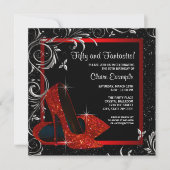 Invitation Parties scintillant rouge noir talons hauts femmes (Devant)