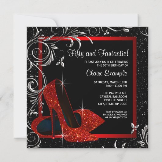 Invitation Parties scintillant rouge noir talons hauts femmes (Devant)