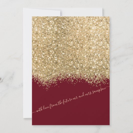 Invitation Parties scintillant rouge or moderne Confetti Mari (Dos)