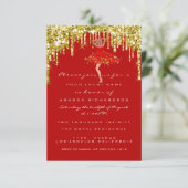 Invitation Parties scintillant rouge or  nuptiale douce 16e r (Debout devant)