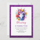 Invitation parties scintillant rouge pourpre mignonne anniver (Devant)