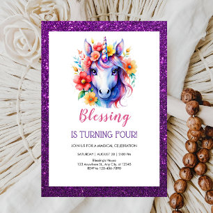 Invitation parties scintillant rouge pourpre mignonne anniver