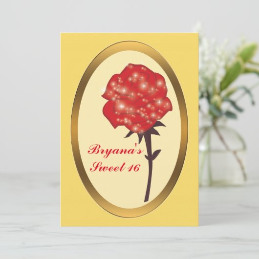 Invitation Parties scintillant rouge Rose enchanté Élégant pa (Debout devant)