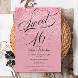 Invitation Parties scintillant rouge rose ombre chic script v<br><div class="desc">Glam rose foncé parties scintillant rouge ombre scintillante élégante Sweet 16 anniversaire fête,  avec un élégant script élégant brosse calligraphie. Ajouter votre photo</div>