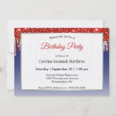 Invitation Parties scintillant Rouge Rouge Blanc et Bleu tend (Dos)