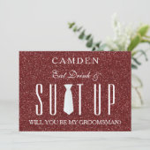 Invitation Parties scintillant rouge Suitup Serez-vous mon gr (Debout devant)