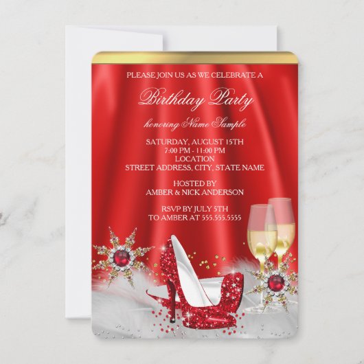 Invitation Parties scintillant Rouge talon haute chaussures G (Devant)