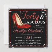 Invitation Parties scintillant rouge talons hauts | Quarante  (Devant)