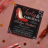 Invitation Parties scintillant rouge talons hauts | Quarante