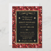 Invitation Parties scintillant rouge Valentine Coeurs Mariage (Devant)