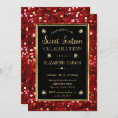 Invitation Parties scintillant rouge Valentine Coeurs Sweet s (Devant / Derrière)