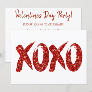 Invitation Parties scintillant rouge XOXO Glam Brushstroke