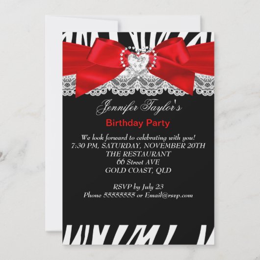 Invitation Parties scintillant rouge Zebra Chaussure haute ta (Dos)