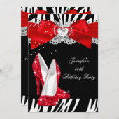 Invitation Parties scintillant rouge Zebra Chaussure haute ta (Devant / Derrière)