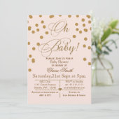 Invitation Parties scintillant rousse rose et or baby shower (Debout devant)