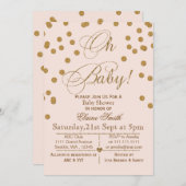 Invitation Parties scintillant rousse rose et or baby shower (Devant / Derrière)