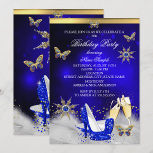 Invitation Parties scintillant Royal Blue Butterfly Talons Go