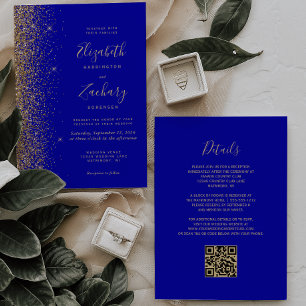 Invitation Parties scintillant Royal Blue Gold moderne Mariag