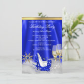 Invitation Parties scintillant Royal Blue High Heels Gold Cha (Debout devant)