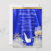 Invitation Parties scintillant Royal Blue High Heels Gold Cha (Devant)