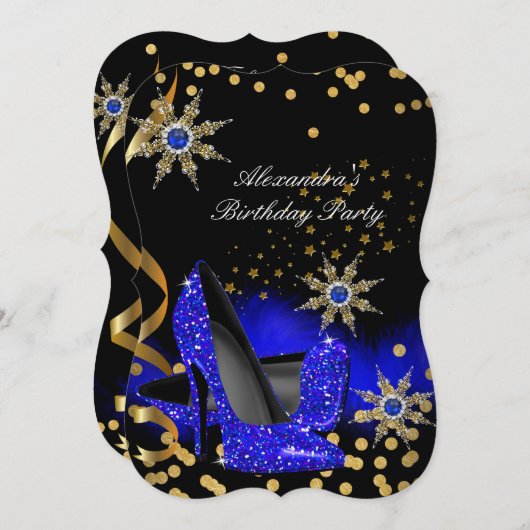 Invitation Parties scintillant Royal Blue High Heures Noir An (Devant / Derrière)