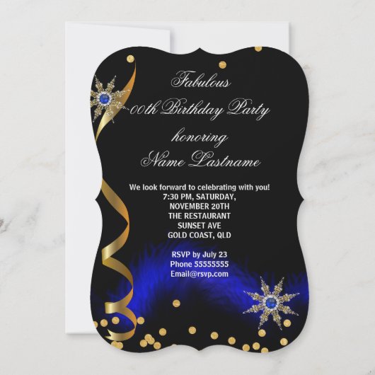 Invitation Parties scintillant Royal Blue High Heures Noir An (Dos)