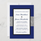Invitation Parties scintillant Royal Blue Silver Monogramme M (Dos)