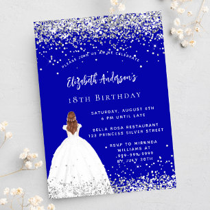 Invitation Parties scintillant royale bleu d'anniversaire