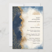 Invitation Parties scintillant royale bleue or Bismillah Nika (Devant)