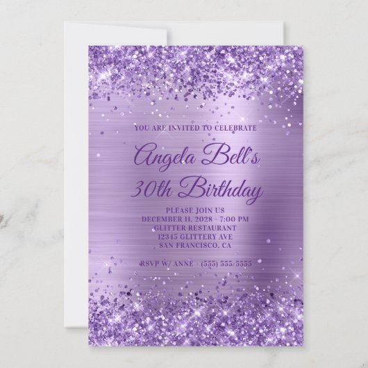 Invitation Parties scintillant royale violet brossé huile 30e (Dos)