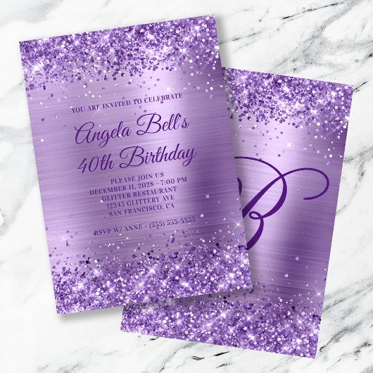 Invitation Parties scintillant royale violet brossé huile 40e