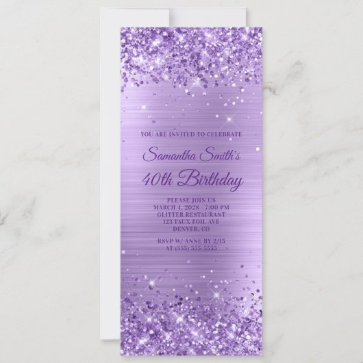 Invitation Parties scintillant royale violette Améthyst Foil (Devant)
