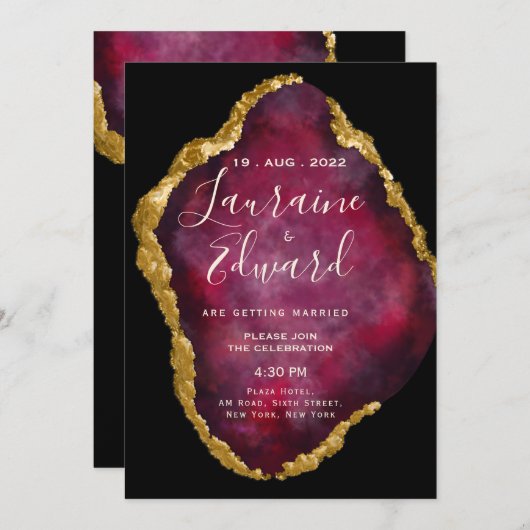Invitation parties scintillant ruby gemstone (Devant / Derrière)