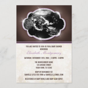 Invitation Parties scintillant russe Baby shower de sonogramm