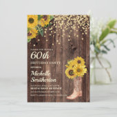 Invitation Parties scintillant Rustic Sunflower Boots 60e ann (Debout devant)