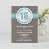 Invitation Parties scintillant rustique Aqua Blue Sweet 16 In (Debout devant)